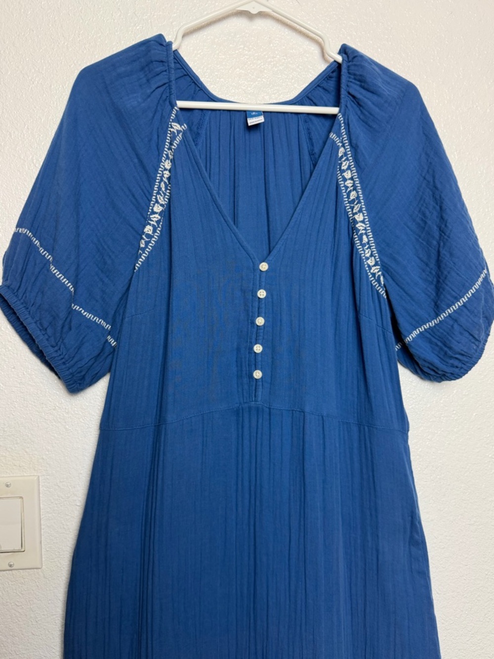 Old Navy Crinkle Crepe Maxi Swing Dress Blue Medium Tall - Picture 3 of 11